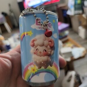 Blue Sheep Themed Can with Chain Baby Wipes Inside